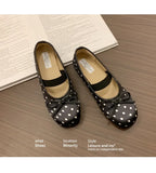 Polka Dot Women Ballet Flats Comfortable Round Toe Elastic Band Shoes Street Style Soft Sole Ladies Eelgant Wedding Dress Shoes