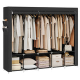 SONGMICS Portable Closet Organizer With Cover 5 Hanging Rods And Shelves