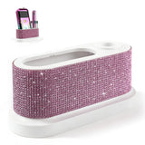 Nail Drill Machine Holder with White Rhinestones, 8 Holes Nail Drill Bit Holder, Nail Efile Stand and Organizer Storage Box Case