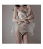Sexy Lingerie Black Lace Short Nightdress Women Perspective Underwear Suspender Slim Dress Lolita Exotic Costume For Sex Suit