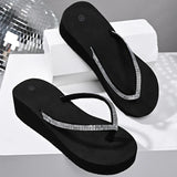 Fashion Crystals Strap Wedges Flip Flops Women Summer Plus Size 42 Platform Slippers Woman Lightweight Chunky Heel Sandals Mujer