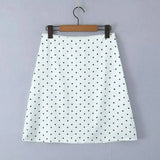 2026 Women Vintage Black White Polka Dot A-line Knee Length Skirt Sexy Low Waist Holiday Summer Skirts Slim Mini Skirts J7L2