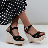 Wedges Sandals Women Summer 2026 Platform High Heels Gladiator Flip Flops Black Pink Knitted Party Shoes Female Large Size 45