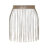 Fringe Bright Rhinestone Chain Skirt Women's High Waist Tassel Waist Chain Belt Stage Performance Carnival Party Night Clubwear