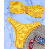 New Sexy Bandeau Strapless Bikini Female Swimsuit Women Swimwear Two-pieces Bikini set Padded Bather Bathing Suit Swim V4647D