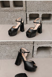 New Women Sandals Summer Shoes Sexy Peep Toe Thick High Heels Platform Black Dress Party Wedding Shoes Woman Pumps