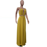 2025 Women's Dress Summer Holiday Solid Long Dresses Sexy Drawstring Lace Up Sleeveless Vestidos Para Mujer Club Party Outfits