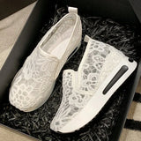 Classic Black Embroider Sneakers for Women 2025 Comfortable Breathable Mesh Casual Shoes Woman Lightweight Platform Shoes Mujer