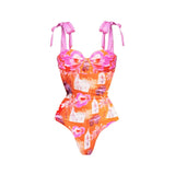 Push Up One Piece Swimsuit With Cover Up Sexy Swimwear Women 2026 Patchwork Swim Suits Female Bikinis Sliming Bodysuit Beachwear
