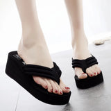 Bohemia Style Flower Platform Flip Flops For Women Summer Shoes Thick Sole Light Weight Girls Home Beach Slippers Wedge Sandals