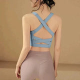 Women's Shock Absorbing Sports Bra Gathered Design Running Fitness Vest Underwear Quick Dry Comfortable Bra for Active Women