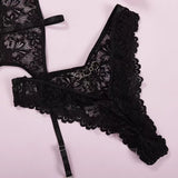 Sexy lingerie European and American Internet celebrity pure desire see-through mesh splicing sexy lace jumpsuit