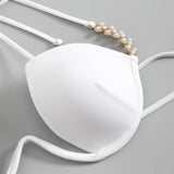 Halter Pearls V-Bar Underwired Bra Cup Bikini Women Swimwear Female Swimsuit Two-pieces Bikini Set Push Up Bathing Suit Swim