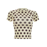 2026 Summer Women's Tops Round Neck Short Sexy Polka Dot T-Shirt Tops