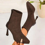 Sexy Pointed Toe Thin High Heels Boots Women Fashion Back Zipper Platform Ankle Boots Woman Super High Heeled Short Booties 42