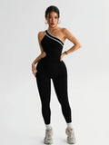 Women Seamless Yoga Jumpsuit Workout Bodysuit Tummy Control Butt-Lifting Gym Clothes Sleek Sportswear Striped Athletic Outfit