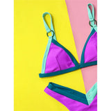 Sexy Splicing Brazilian High Leg Cut Bikini Women Swimwear Female Swimsuit Two-Pieces Bikini Set Bather Bathing Suit Swim V4749