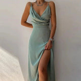Elegant Sexy Evening Party Dress for Women 2022 New Midi Long Bodycon Slip Dresses Summer Thigh Split Vestidos De Fiesta