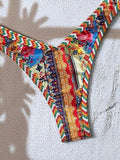 New Bikini Woman Sets Triangle Top Tie Side Bottom Bikinis Crochet Set Swimwear Multicolor Two Piece Swimsuit Women's Beach Wear