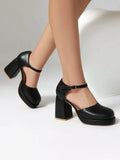 NASBAVI Platform Pumps Chunky Heel Ankle Strap Shoes 2025 Spring Summer Wedding Shoes Fashion Sexy Mary Janes Pumps Big Size 48