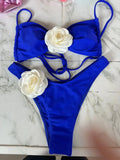 Sexy 3D Flower Micro Bikini 2024 Women Black White Patchwork Push Up Swimsuit Biquini Summer Bathing Suit Triangle Mini Swimwear