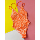 S - XL Sexy Leopard Printed V Neck Women Swimwear One Piece Swimsuit Female Backless High Leg Cut Bather Bathing Suit Swim V4808