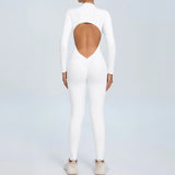 Women Sportwear Yoga Jumpsuit Zip Long Sleeve Back Open Outfit Fitness Tracksuit Tight One-piece Gym Overalls Sports Bodysuit
