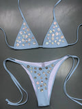 Sexy Brozing Diamond Bikini 2026 Women Luxury White Push Up Bandage Thong Swimsuit Summer Bathing Suit Micro Swimwear Biquini