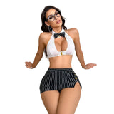 Sexy women's lingerie set, passionate nightclub uniform temptation three-piece set, sexy body lingerie for women maid outfit