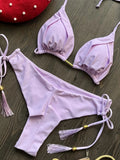 New Solid Color Bikini Set 2026 Women's Swimsuit Hanging Neck Rope Split Swimsuit 2-piece Set Summer Beachwear