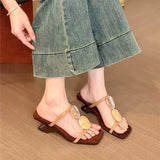 Square Toe Slippers Women High Heels Sandals Open Toe Shoes 2026 Summer Casual Beach Pumps Sexy Pumps