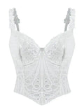 Sexy Lace Underwire Diamond Fishbone Crop Top Hot Girl Slim Fit Tank Top Women Top Deep V Suspenders Sleeveless Fashion J5O9