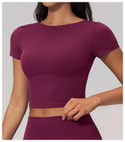 Brushed Yoga T Shirts Women Short Sleeve O Neck Slimming Sports Top Breathable Gym Running Fitness T-shirt Workout Clothes