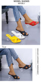 Transparent Strange High Heels Sandals Women Summer  Plus Size Weave Female Slippers Fashion Yellow Open Toe Slides