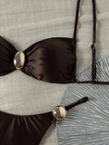 Metal Buckle Satin Bikini Women Mini Micro Thong Swimwear Female Swimsuit Two-pieces Bikini Set High Cut Bathing Suit Swim Lady
