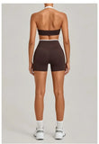 Women's Seamless Yoga Sets Sports Gym Fitness High-Waist Hip Lifting Shorts Suits Training Running Workout Beautiful Back Sets
