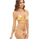 Print Triangle Bikini Set Women Split Swimwear Sexy Bandage Design Micro Bikini Beachwear Summer New Lady Swimming Bathing Suit