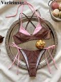 XS - L Sexy Polka Dot Splicing Halter Bikini Women Swimwear Female Swimsuit Two-Pieces Bikini Set Bather Bathing Suit Swim V8208