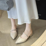 Sandals for Woman Chunky Pointed Toe Footwear Summer 2026 Thick Heel Block High  Pumps Women's Shoes Slippers