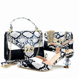 Doershow African fashion Italian Shoes And Bag Sets For Evening Party With Stones fuchsia Italian Handbags Match Bags!  HRT1-38