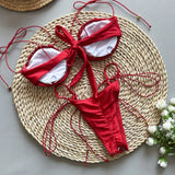 Flowers Printed Halter Underwired V-Bar Bikini Women Swimwear Female Swimsuit Two-pieces Bikini Set High Cut Bathing Suit Swim