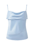 Womens  Tank Tops Solid Color Satin Cowl Neck Spaghetti Strap Going Out Vest Summer Daily Casual Elegant Camis Streetwear
