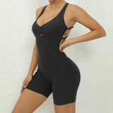 Adjustable double straps Open back  V shape back design Scrunch butt No front seam Flatlock Inseam  Removable pads BODYSUIT