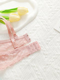 Pink lace gathered lifting sexy bra for all seasons daily women's underwear simple French style B6048