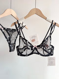 Affordable French Lace Lingerie Set | Sexy Mesh Push Up Bra for Big Bust, Ultra Thin Slimming Anti Sag Women's Bra Set MOYISU AB