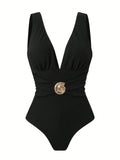 Vintage Green Deep V Neck One Piece Swimsuit 2025 Women Sexy Mesh Long Skirt Swimwear Set Beach Bathing Suit Holiday Monokini