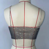 Toucheart Sexy Bow Knot Rhinestones Perspective Suspender Bra For Women Sexy Hottie Fishing Slit Lining Sleeveless Backless Bra