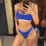 New Cross Back Brazilian High Cut Leg Bikini Women Swimwear Female Swimsuit Two-Pieces Bikini Set Bather Bathing Suit Swim V5582
