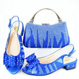 Doershow nice African Shoes And Bag Matching Set With blue Hot Selling Women Italian Shoes And Bag Set For Party  HAS1-10