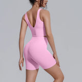 Women's Yoga Set Sports Running Fitness Beautiful Back Vest Hip Lifting Slim-Fit High Waist Shorts Training Gym Workout Suits